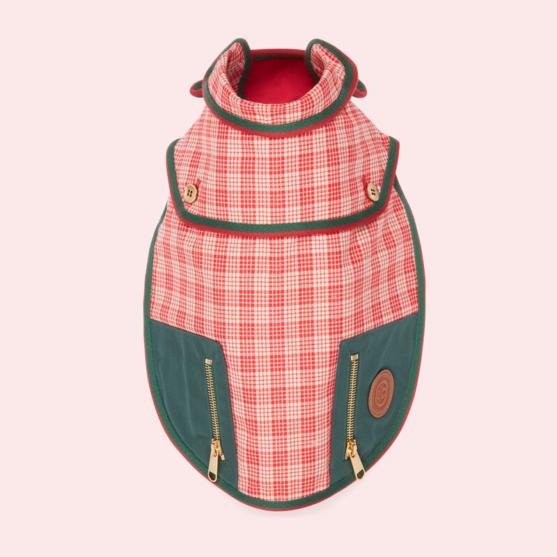 Pet coat with Interlocking G in red and white cotton GUCCI® US