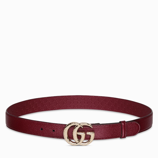 Belt with Interlocking G buckle in black GG leather | GUCCI® AE