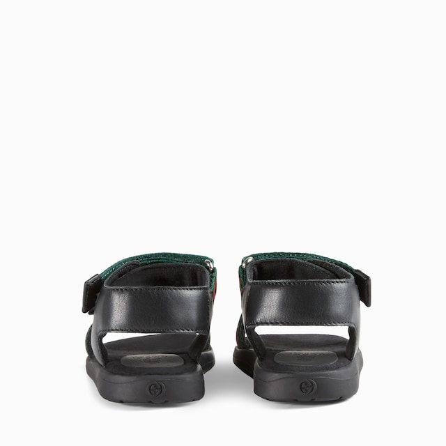 Sandale aus Leder mit Gucci Webstreifen