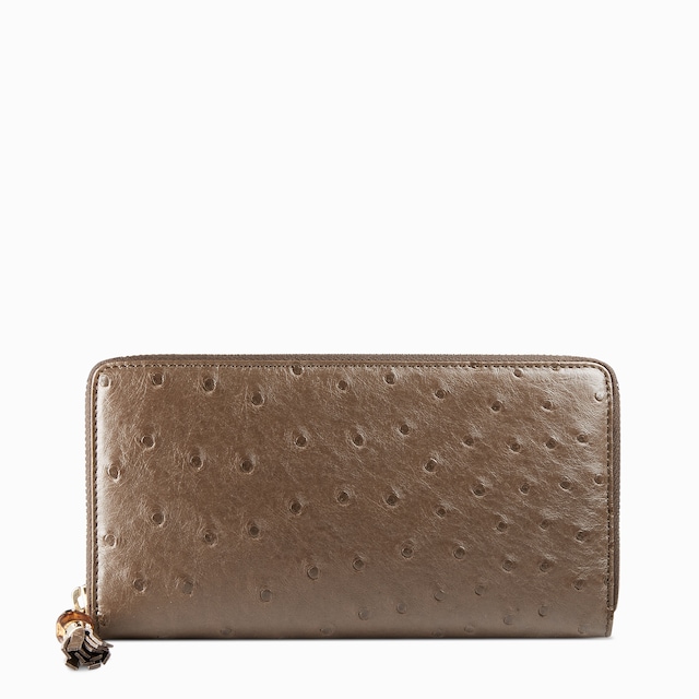 Bamboo tassel ostrich zip around wallet