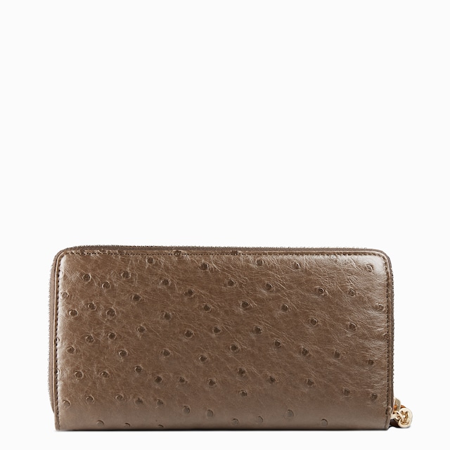 Bamboo tassel ostrich zip around wallet
