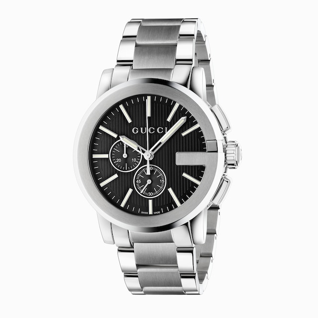 G-クロノ〕ラージウォッチ(44mm)ブラックレザー | GUCCI公式