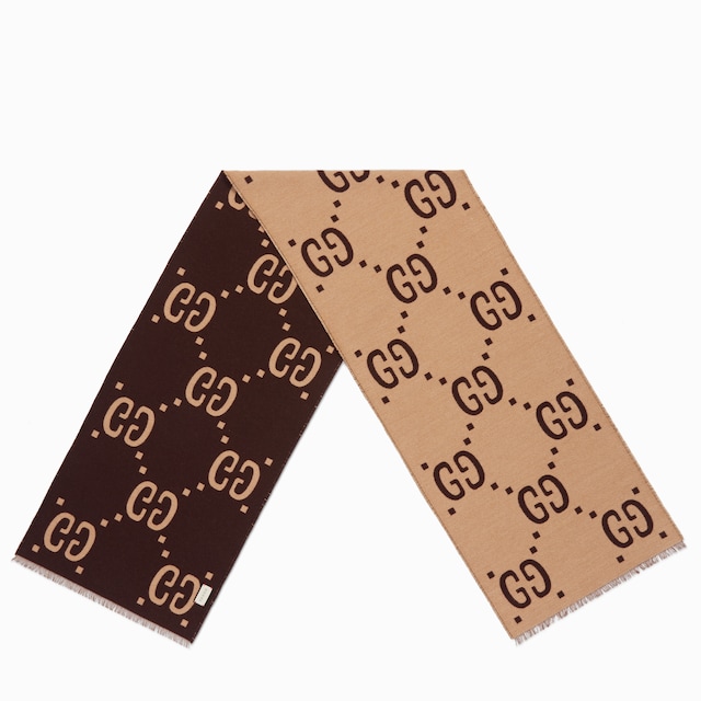 GG jacquard wool silk scarf