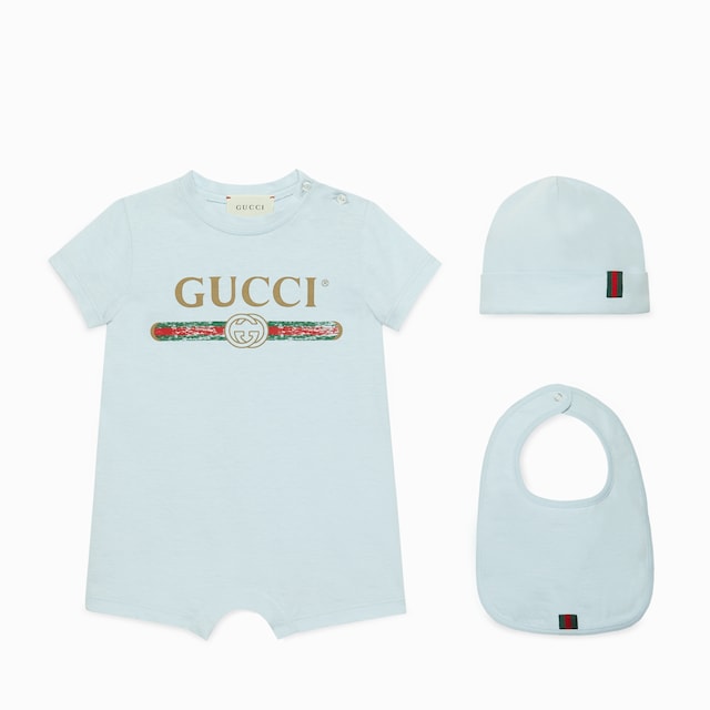 Baby cotton gift set with Gucci logo