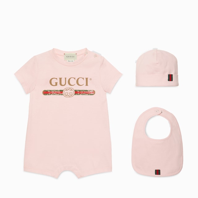 Baby cotton gift set with Gucci logo