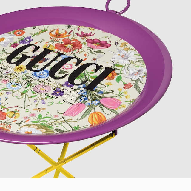 Flora print metal folding tray