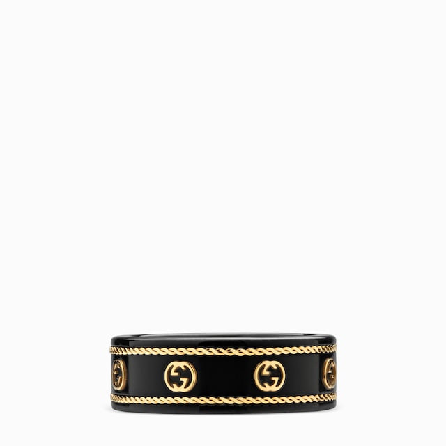 ★GUCCI★アイコン シンバンド ホワイトゴールド/ブラック 幅7mm ☆GUCCI☆アイコン シンバンド ホワイトゴールド/ブラック 幅7mm