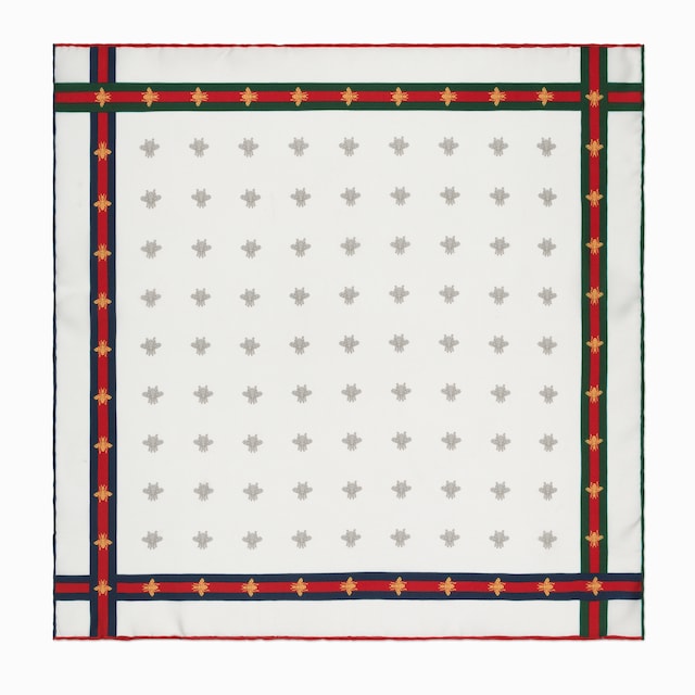 蜜蜂图案真丝织带口袋方巾