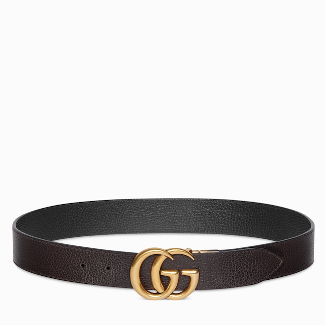 Reversible leather belt with Double G buckle