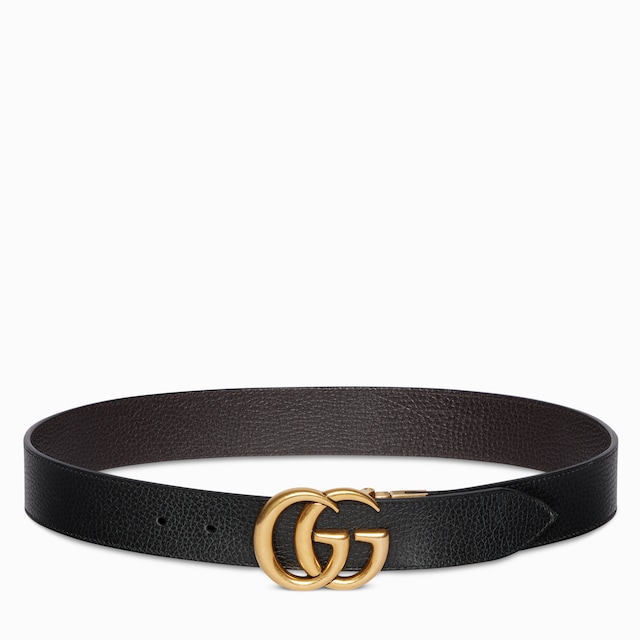 Reversible leather belt with Double G buckle