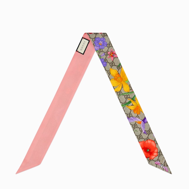 GUCCI ホースビット プリントシルク ネックボウ スカーフ プリント シルク ネックボウネイビー＆レッド | GUCCI公式
