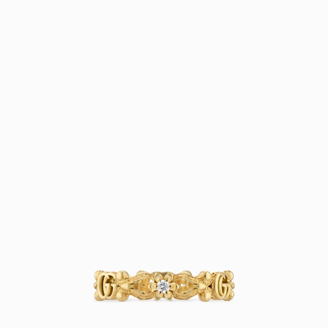 〔グッチ フローラ〕オンライン限定 ダイヤモンド付き 18K リング