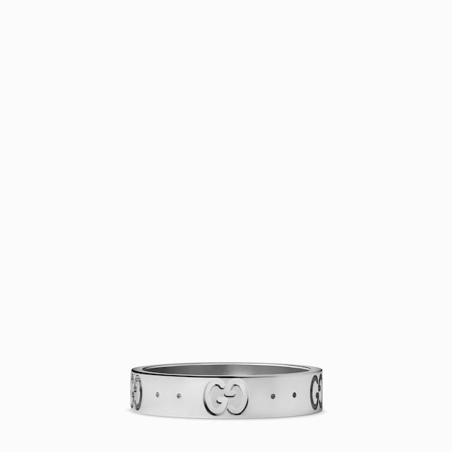 【送料込】GUCCI アイコン シン バンド ホワイトゴールド Icon thin band in white gold in 18k white gold and black