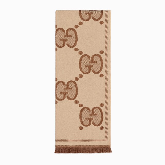 GG jacquard pattern knitted scarf in grey | GUCCI® US