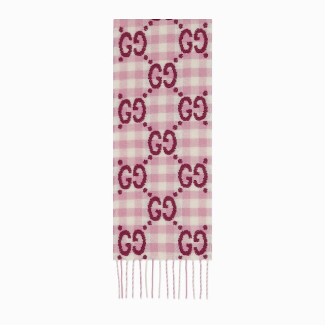 Children's check wool scarf