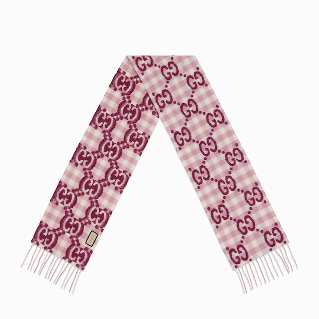 Children's check wool scarf