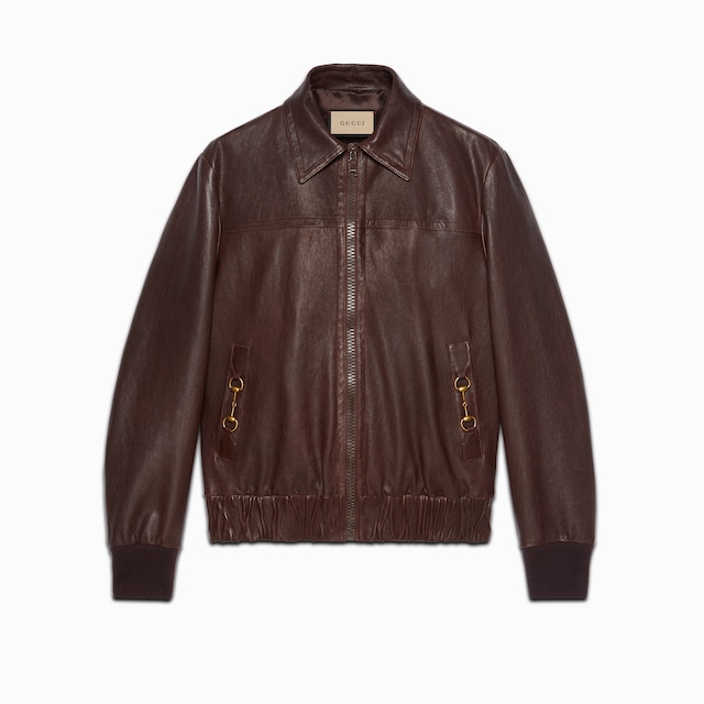 レザー ボンバージャケット ・ブラック | GUCCI公式