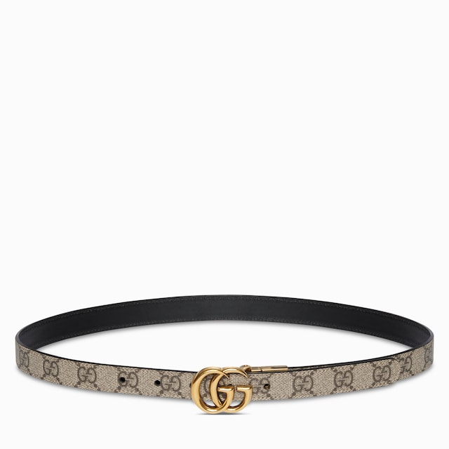 Reversible GG Marmont thin belt in beige GG Supreme and red
