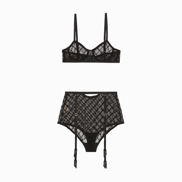 Conjunto de lencería de tul con GG y estrellas