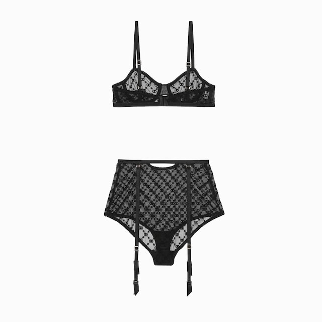Conjunto de lencería de tul con GG y estrellas