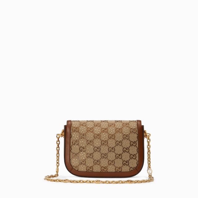 حقيبة الكتف Gucci Horsebit 1955 صغيرة الحجم ومزيّنة بالكريستال