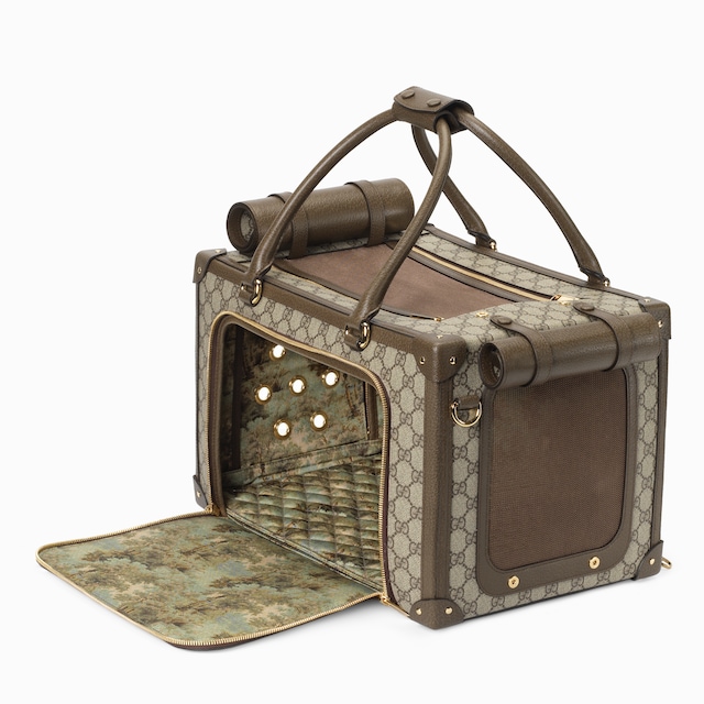 حقيبة للحيوانات الأليفة صغيرة الحجم مزيّنة بشعار GG وبشريط ويب