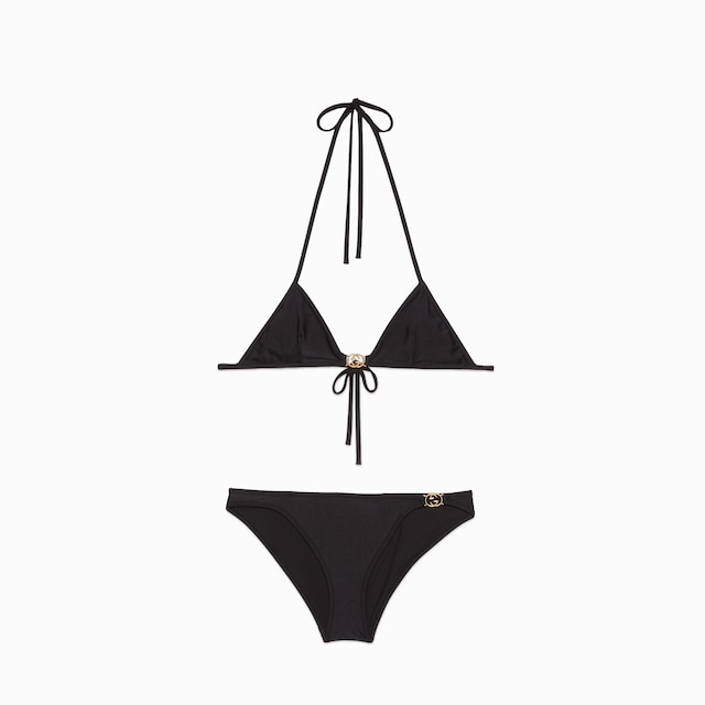 GUCCI ビキニ GG stretch jersey bikini in beige and ebony | GUCCI® US