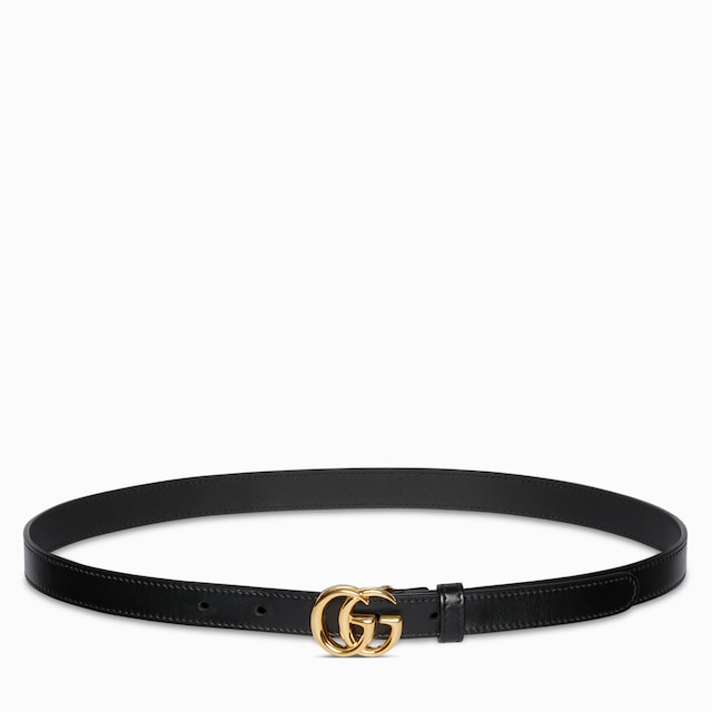 GG Marmont belt with shiny buckle in black leather | GUCCI® US