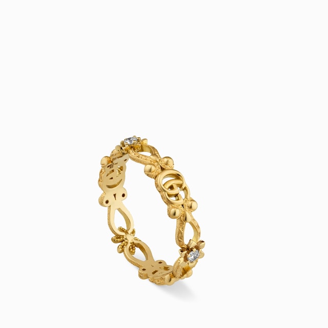 〔グッチ フローラ〕オンライン限定 ダイヤモンド付き 18K リング