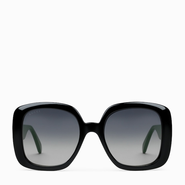 Oversize rectangular sunglasses in shiny black acetate