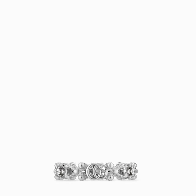 GUCCI 18k（７５０)リング ダイヤ付き グッチ フローラ〕オンライン限定 ダイヤモンド付き 18K リング