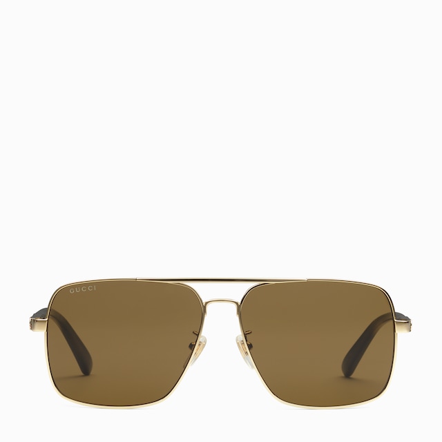 Navigator frame sunglasses in gold-toned metal | GUCCI® US