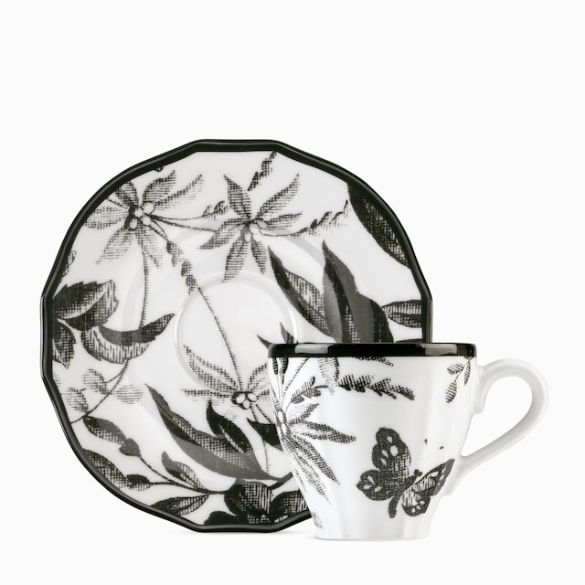 Kaffee- und Untertasse mit Herbarium-Motiv, Zweier-Set