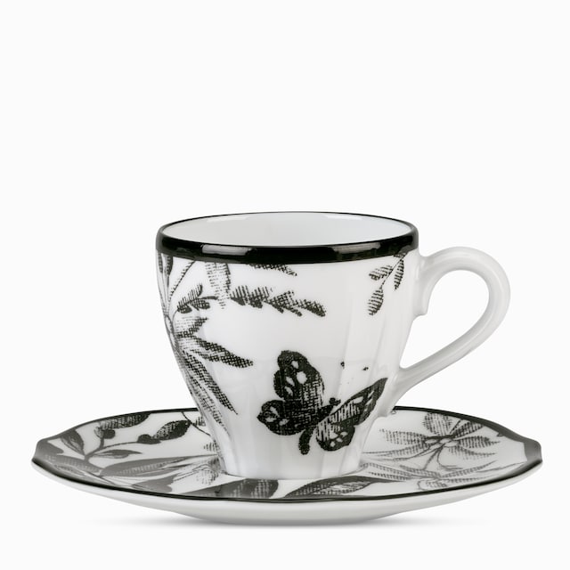 Kaffee- und Untertasse mit Herbarium-Motiv, Zweier-Set