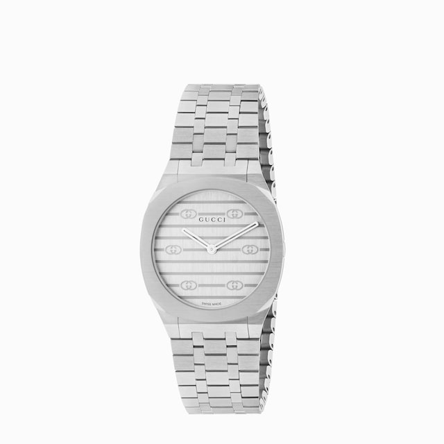 ゴージャス★GUCCI 25H Quartz Diamond White Dial Ladies Watch Gucci 25H Diamond SWISS Quartz Ultra Thin Stainless Steel