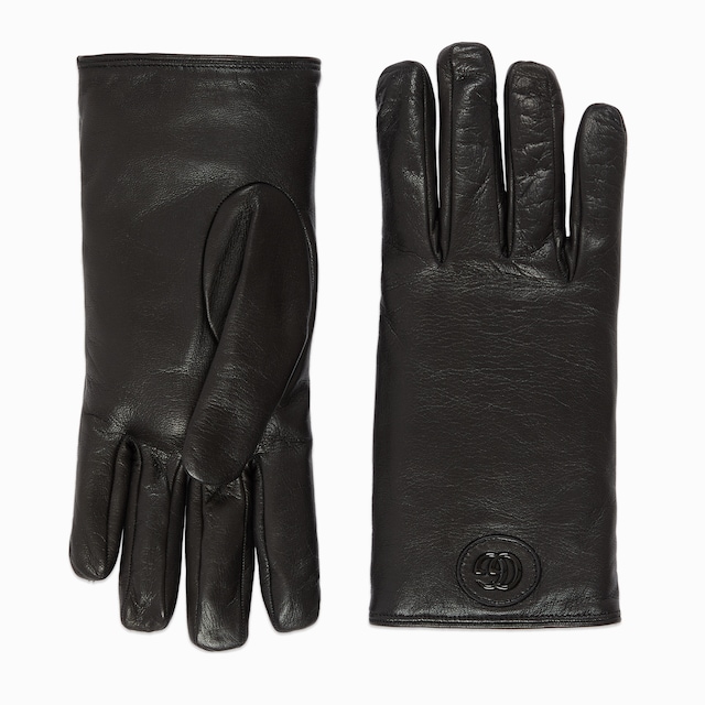 Leather gloves with Double G