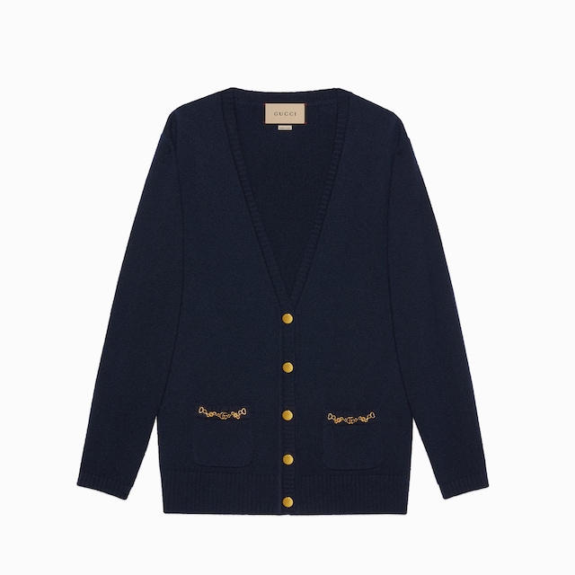 Cashmere cardigan with chain detail