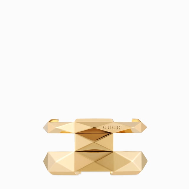 〔Gucci Link to Love〕ジオメトリック スタッズ ダブル リング
