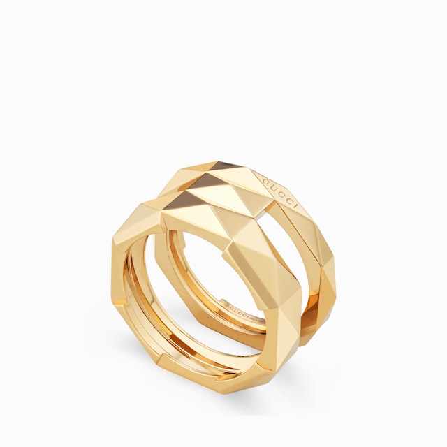 〔Gucci Link to Love〕ジオメトリック スタッズ ダブル リング