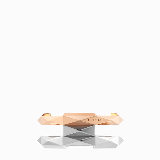 Gucci Link to Love geometric studded double ring