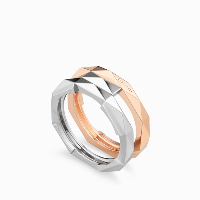 Gucci Link to Love geometric studded double ring