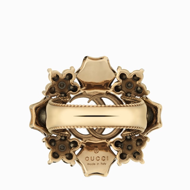Double G crystal flower ring