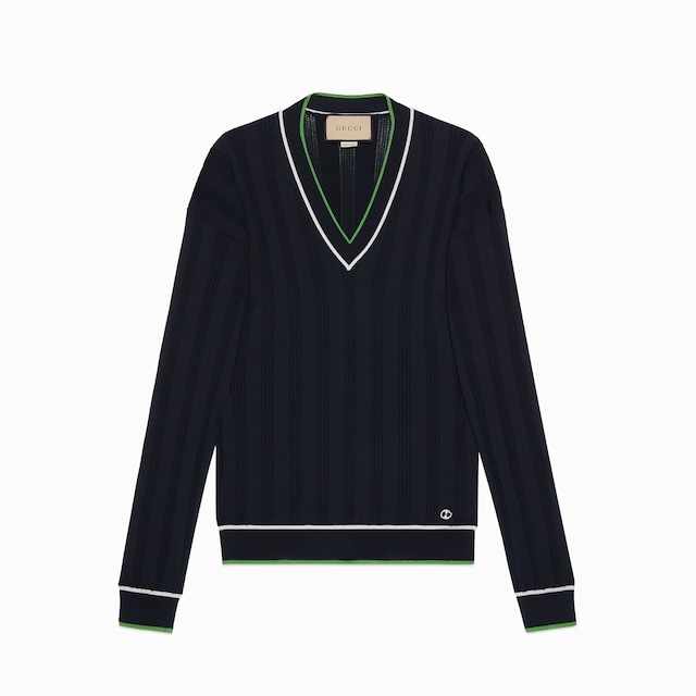 Wool silk jumper with embroidery