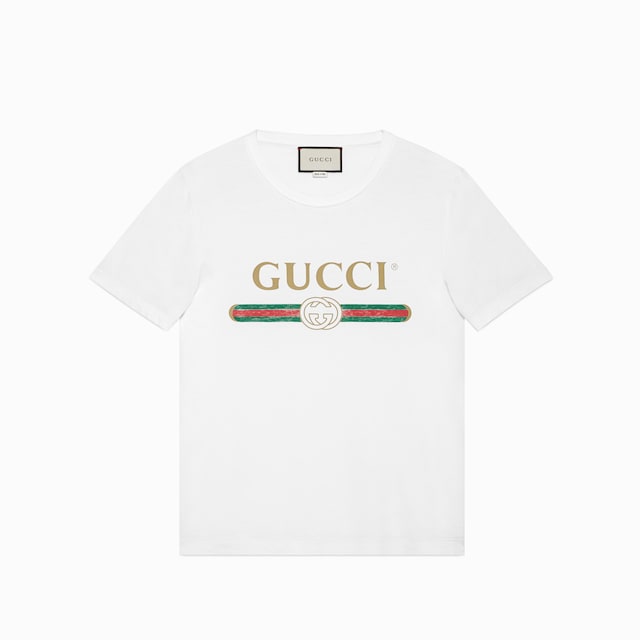 Oversize washed T-shirt with Gucci logo