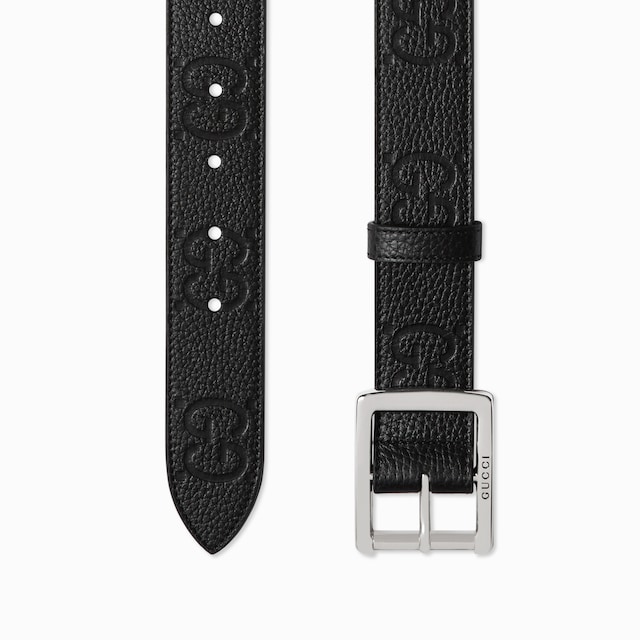 Ceinture en cuir GG jumbo effet caoutchouc