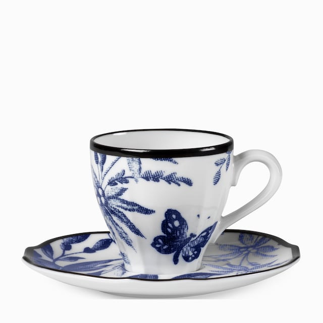 Kaffee- und Untertasse mit Herbarium-Motiv, 2er-Set