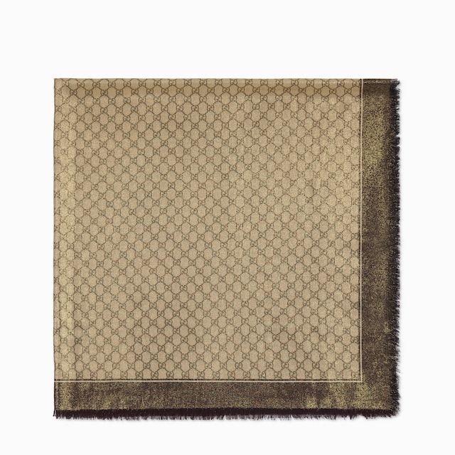 Shiny GG wool jacquard shawl