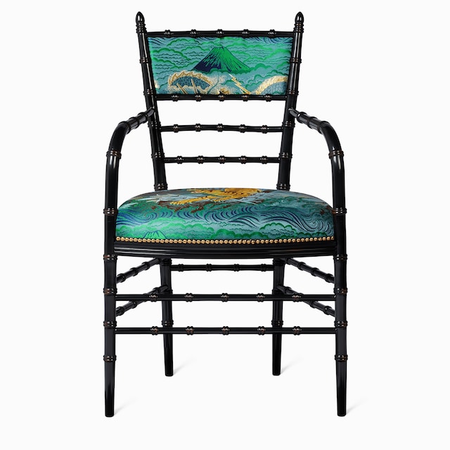Chiavari tiger jacquard chair with arm rest