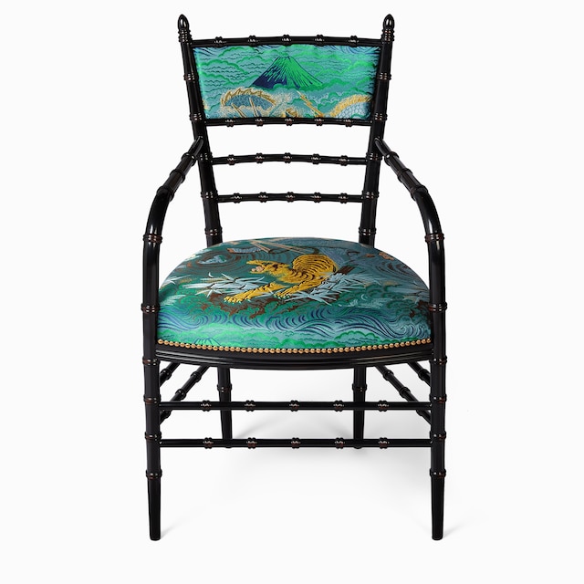Chiavari tiger jacquard chair with arm rest