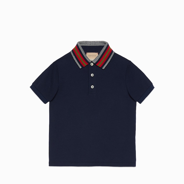 Children's polo shirt with Web in white | GUCCI® US